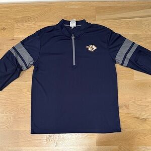 NHL Navy and Gray Quarter-Zip Pullover with Team Logo